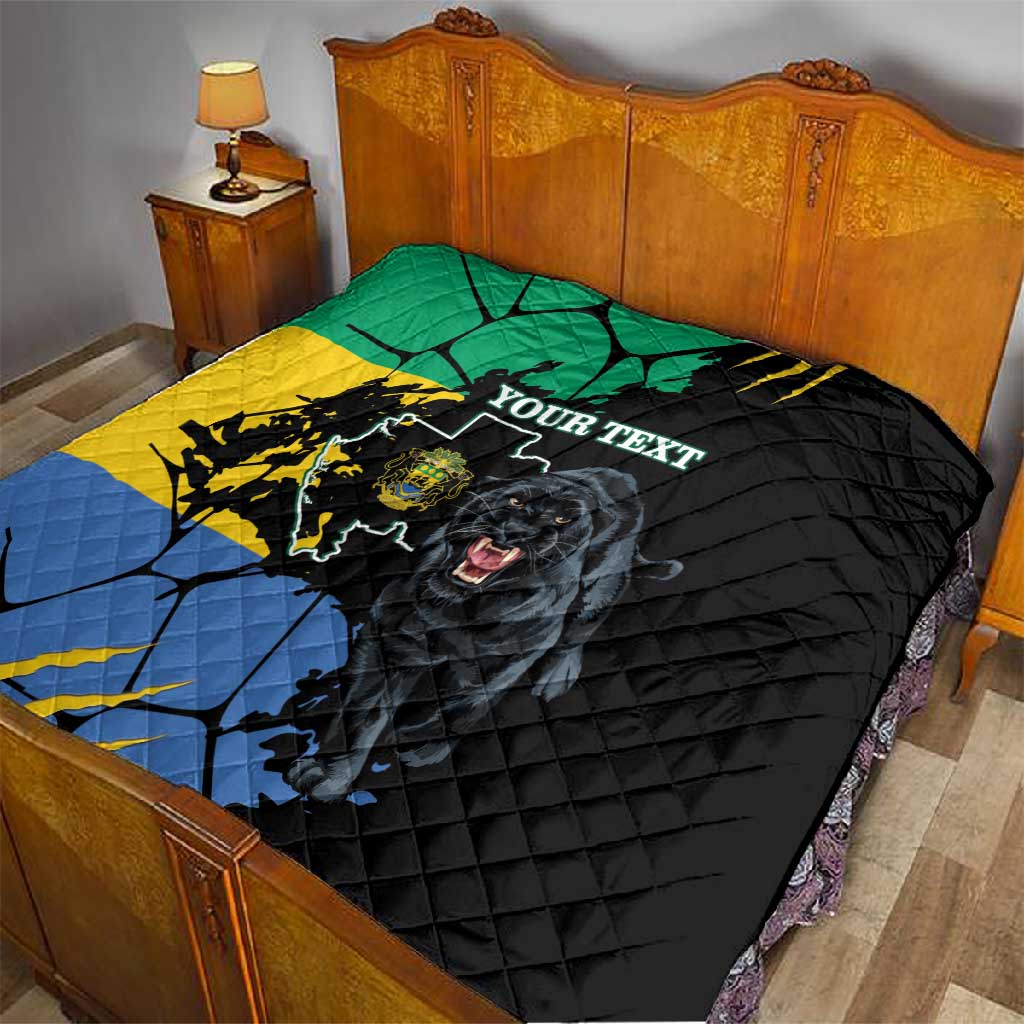 Personalized Gabon Black Panther Quilt Gabonese Map Grunge Style LT14
