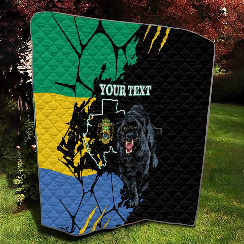Personalized Gabon Black Panther Quilt Gabonese Map Grunge Style LT14