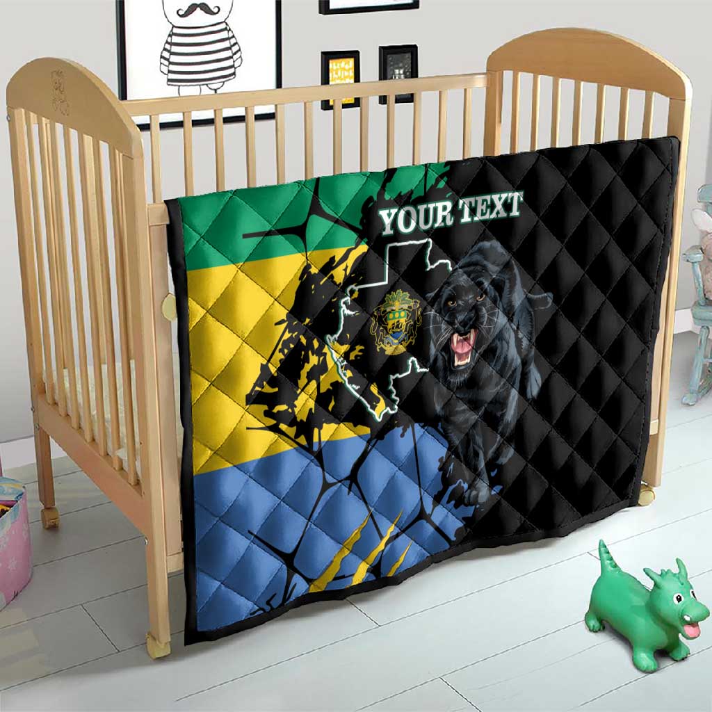 Personalized Gabon Black Panther Quilt Gabonese Map Grunge Style LT14