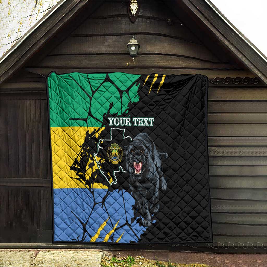Personalized Gabon Black Panther Quilt Gabonese Map Grunge Style LT14