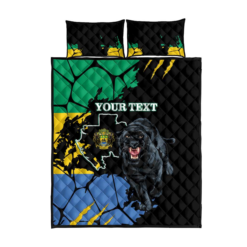 Personalized Gabon Black Panther Quilt Bed Set Gabonese Map Grunge Style LT14