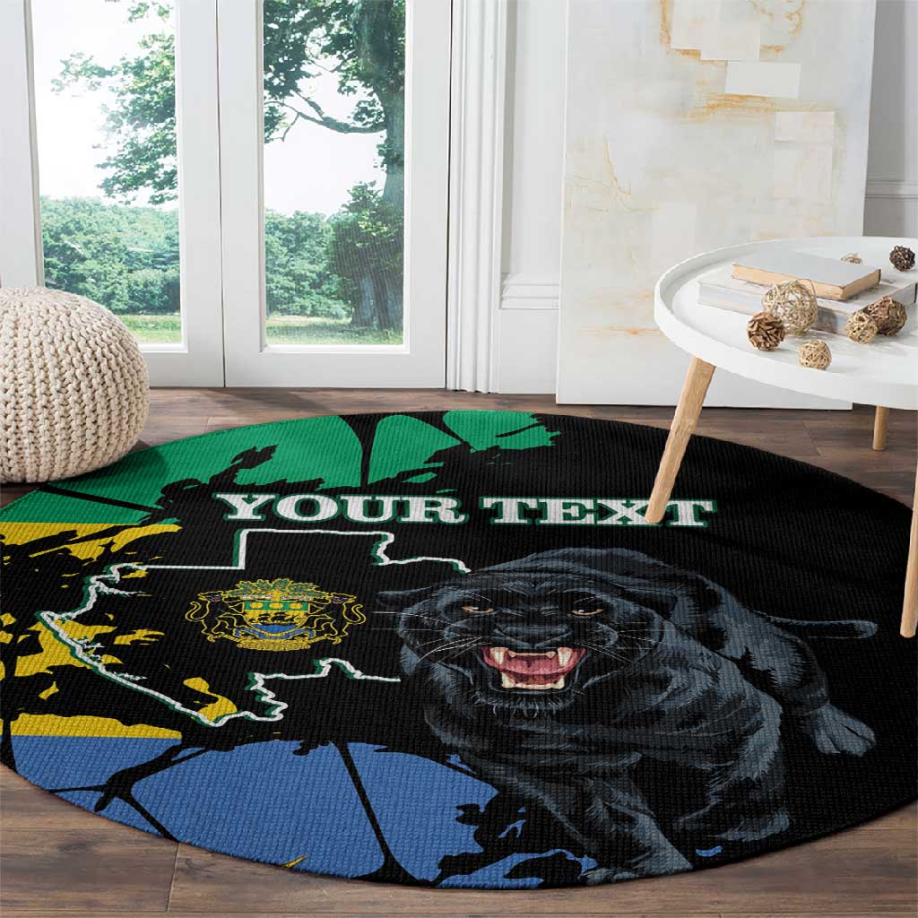 Personalized Gabon Black Panther Round Carpet Gabonese Map Grunge Style LT14