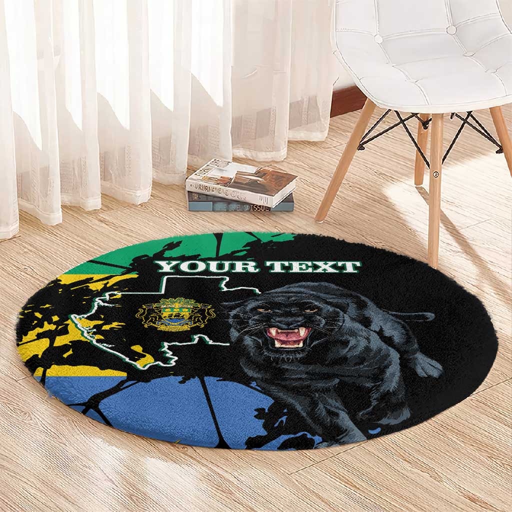 Personalized Gabon Black Panther Round Carpet Gabonese Map Grunge Style LT14