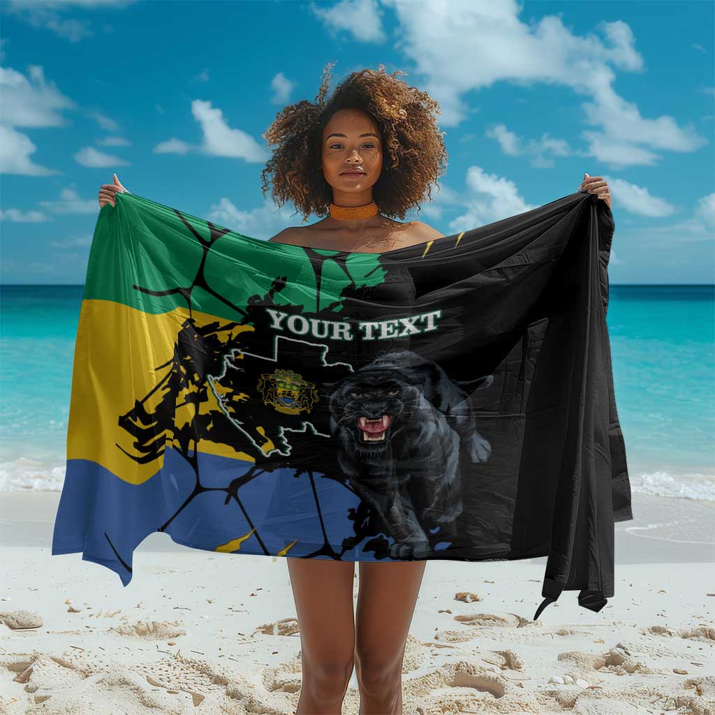 Personalized Gabon Black Panther Sarong Gabonese Map Grunge Style LT14