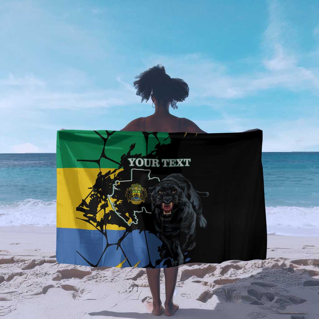 Personalized Gabon Black Panther Sarong Gabonese Map Grunge Style LT14
