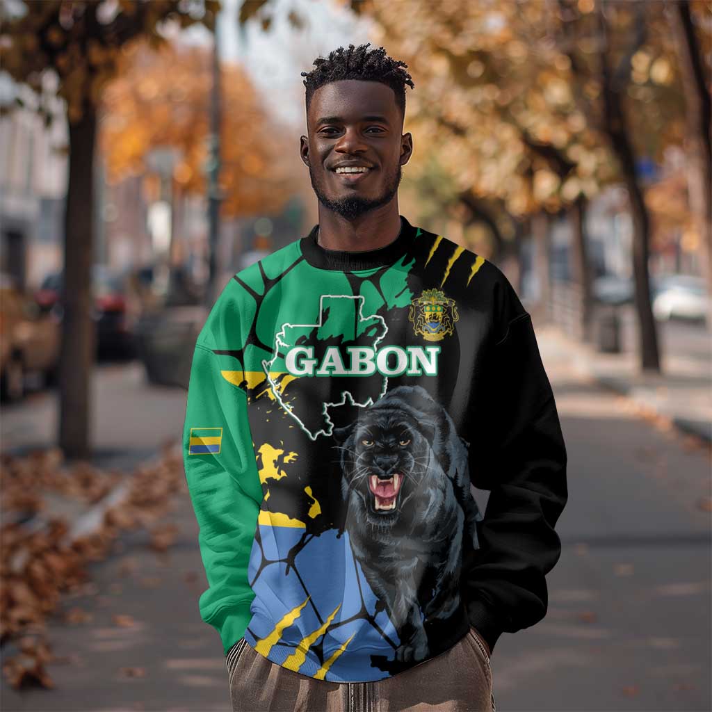 Personalized Gabon Black Panther Sweatshirt Gabonese Map Grunge Style LT14