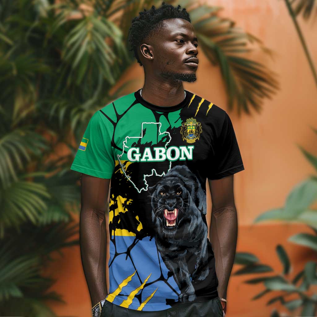 Personalized Gabon Black Panther T shirt Gabonese Map Grunge Style LT14