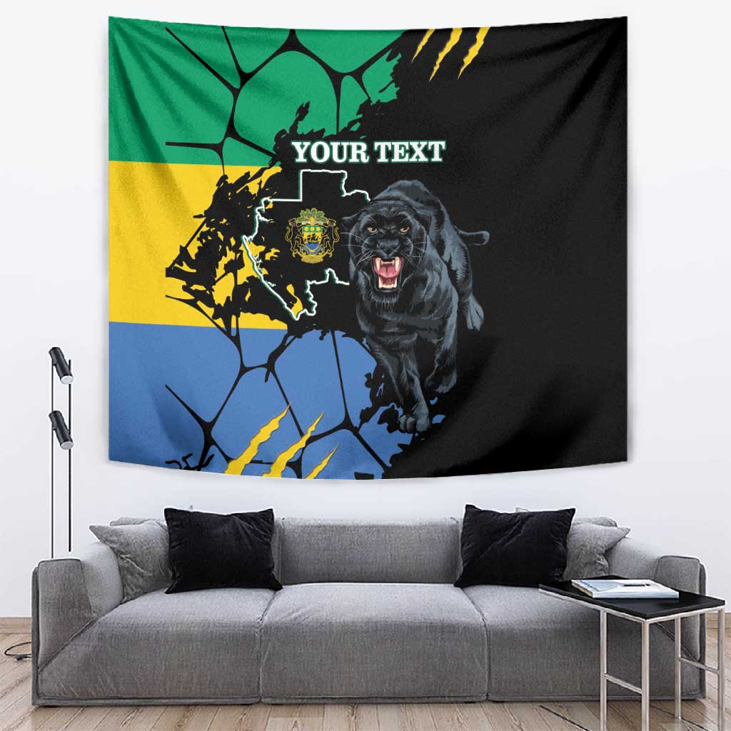 Personalized Gabon Black Panther Tapestry Gabonese Map Grunge Style LT14