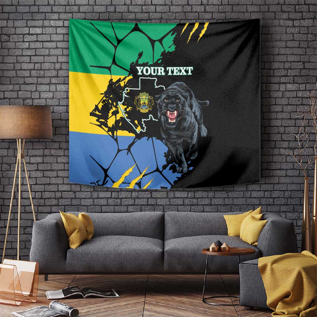 Personalized Gabon Black Panther Tapestry Gabonese Map Grunge Style LT14