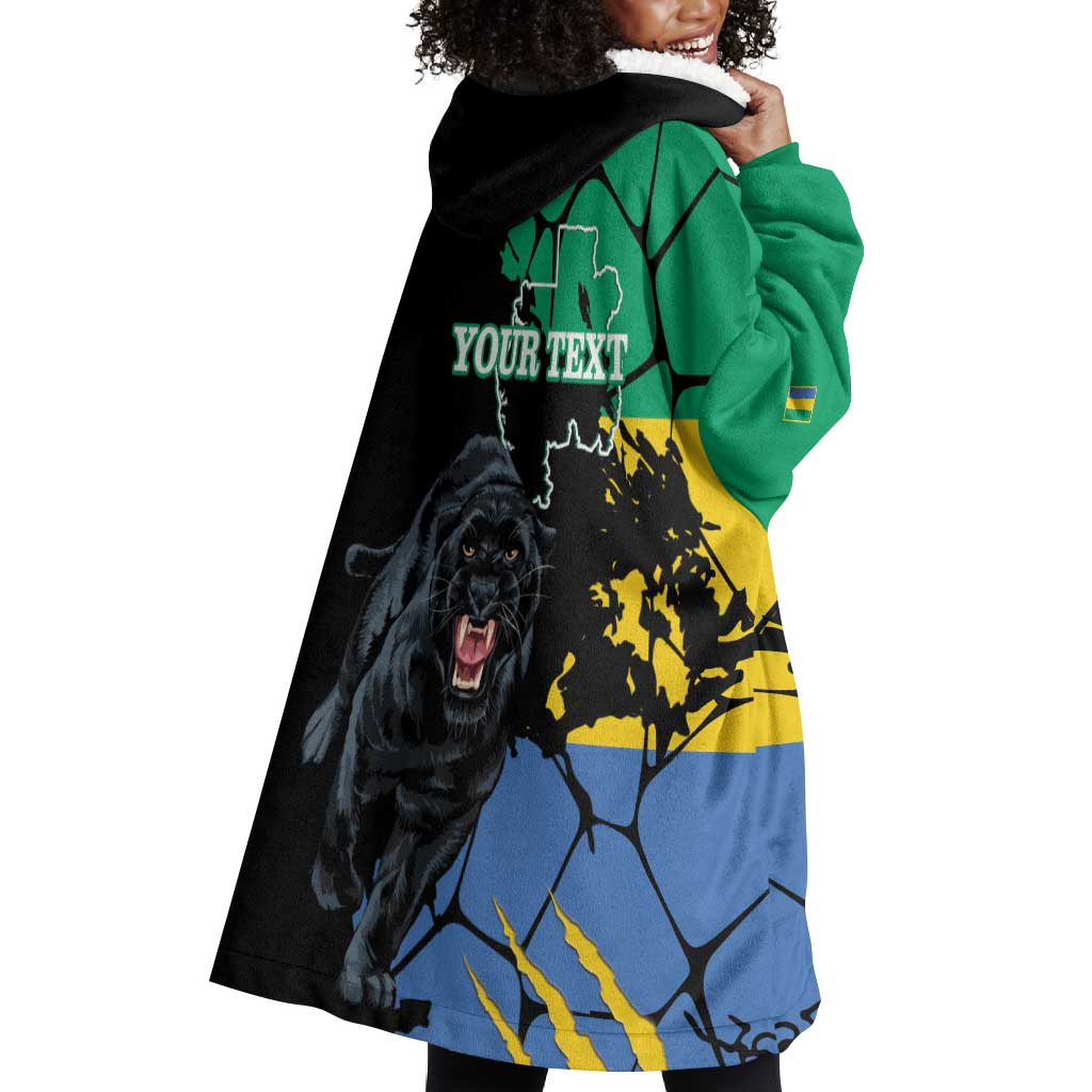 Personalized Gabon Black Panther Wearable Blanket Hoodie Gabonese Map Grunge Style LT14