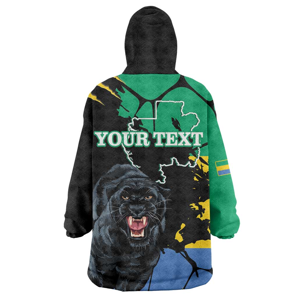 Personalized Gabon Black Panther Wearable Blanket Hoodie Gabonese Map Grunge Style LT14