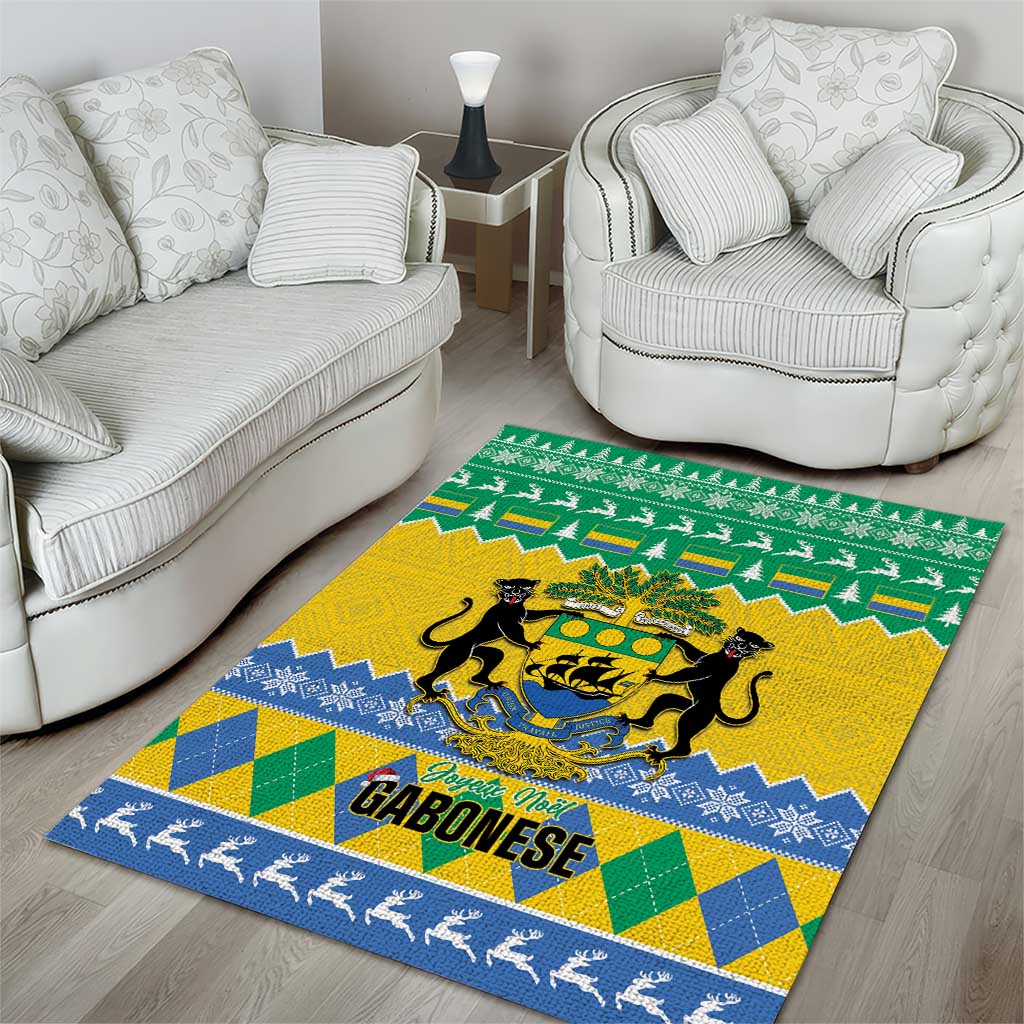 Afro Gabon Christmas Area Rug Joyeux Noel Coat Of Arms - African Pattern LT14