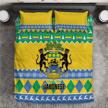 Afro Gabon Christmas Bedding Set Joyeux Noel Coat Of Arms - African Pattern LT14