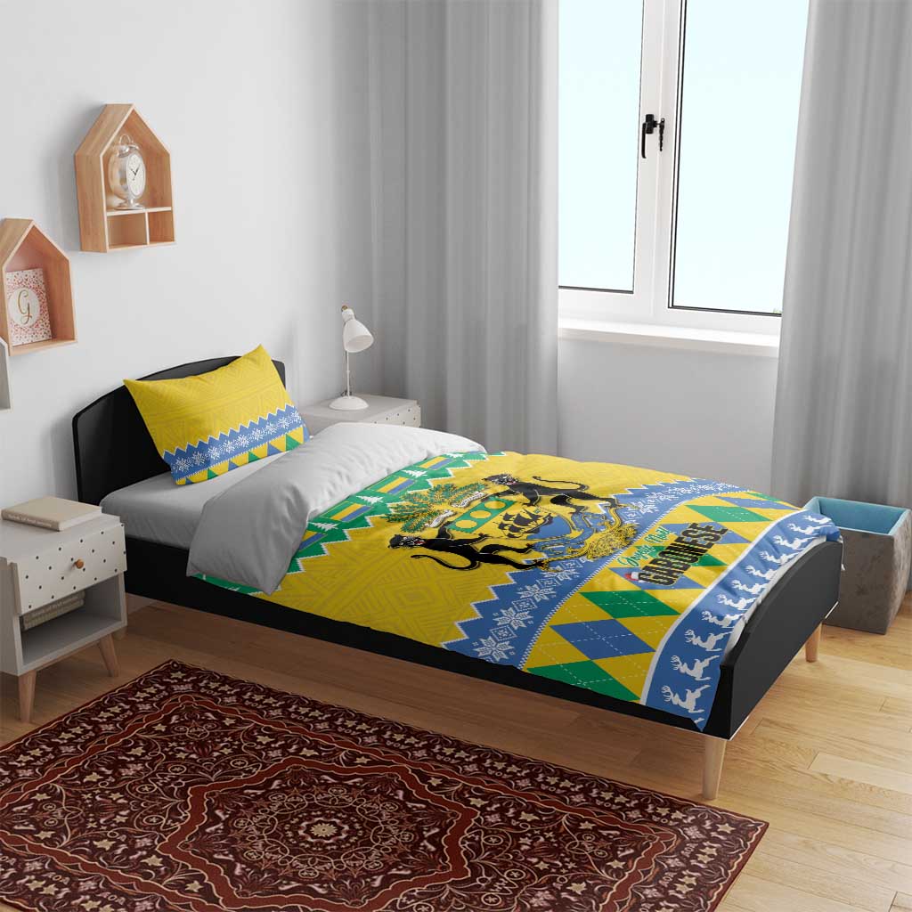 Afro Gabon Christmas Bedding Set Joyeux Noel Coat Of Arms - African Pattern LT14