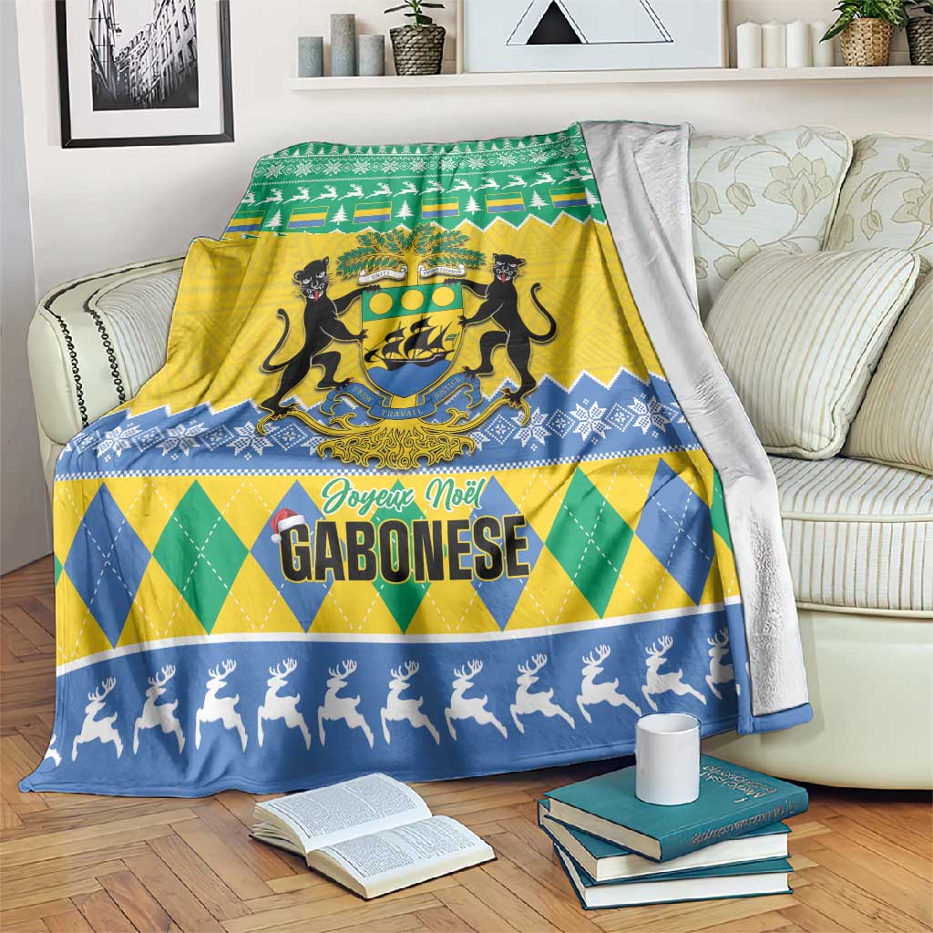 Afro Gabon Christmas Blanket Joyeux Noel Coat Of Arms - African Pattern LT14