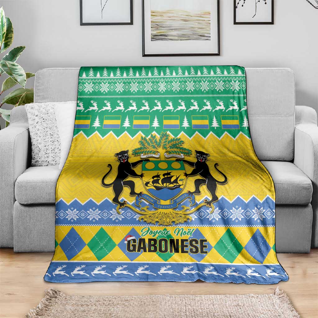 Afro Gabon Christmas Blanket Joyeux Noel Coat Of Arms - African Pattern LT14