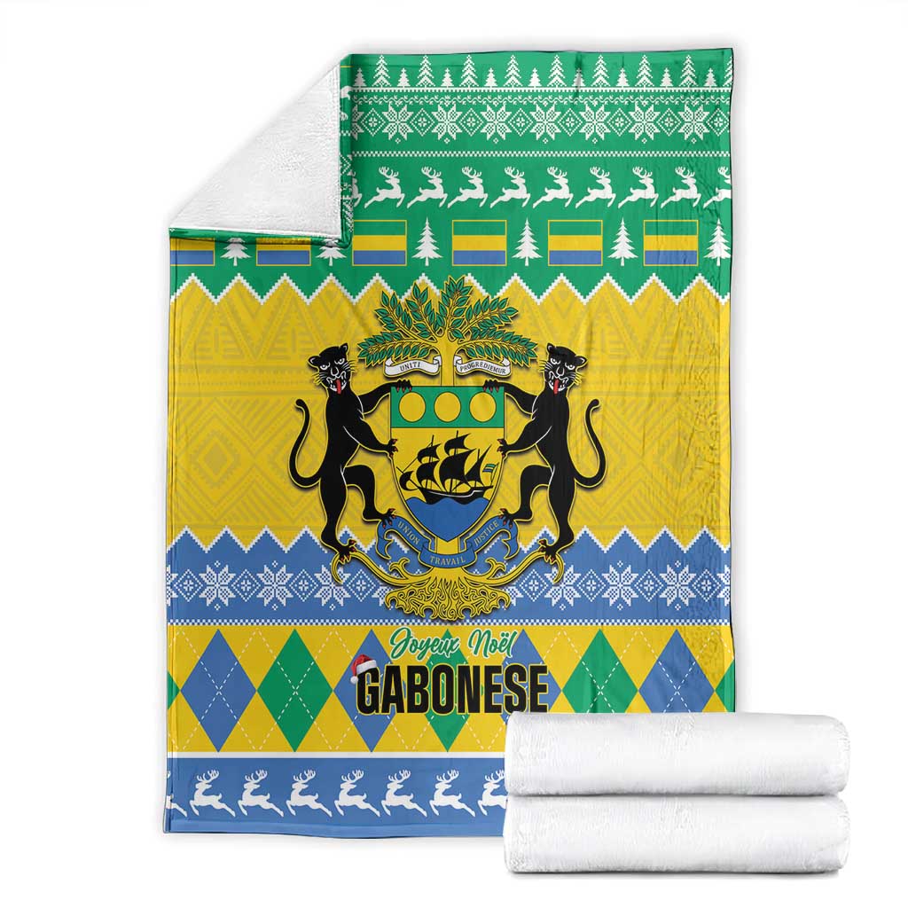 Afro Gabon Christmas Blanket Joyeux Noel Coat Of Arms - African Pattern LT14