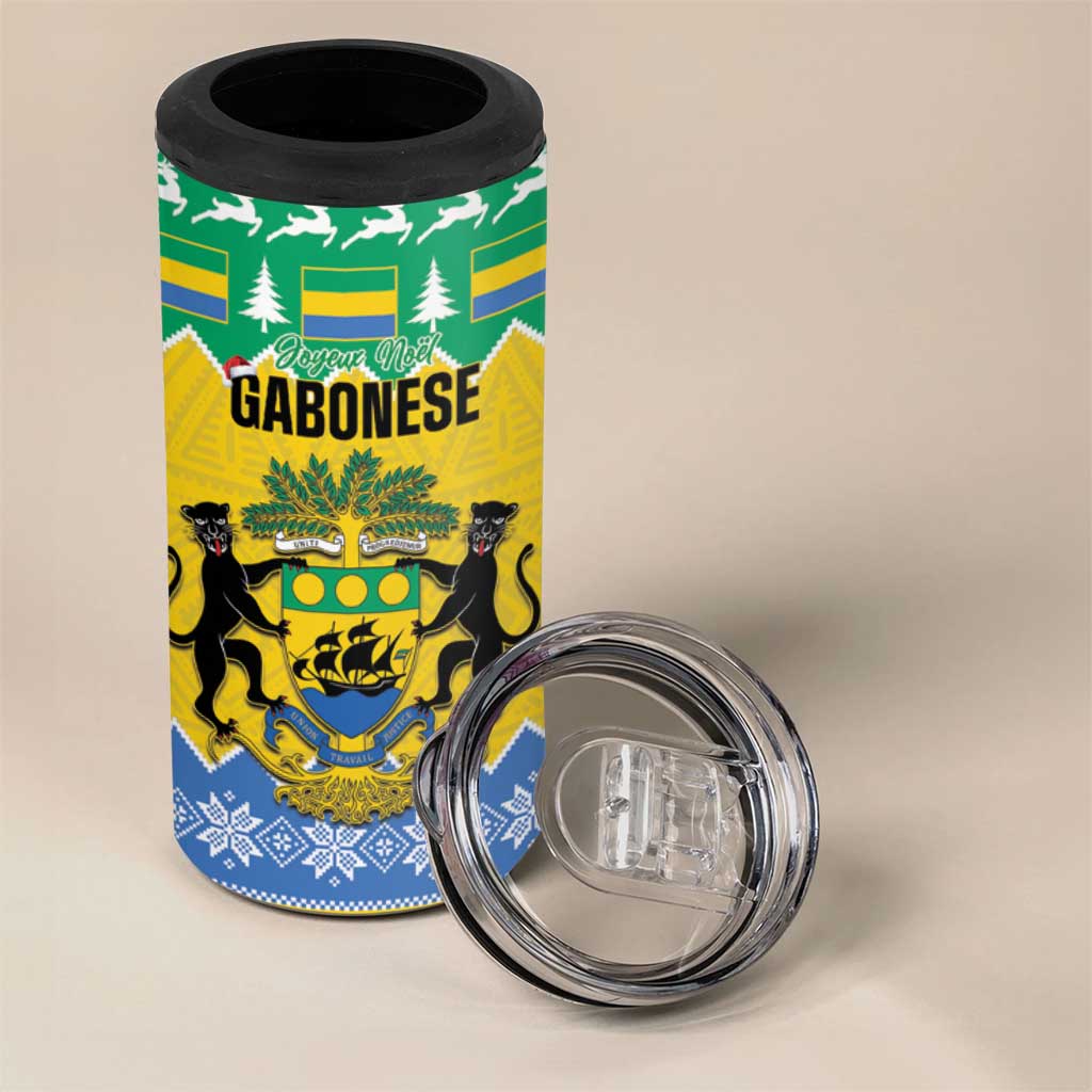 Afro Gabon Christmas 4 in 1 Can Cooler Tumbler Joyeux Noel Coat Of Arms - African Pattern LT14