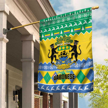 Afro Gabon Christmas Garden Flag Joyeux Noel Coat Of Arms - African Pattern LT14