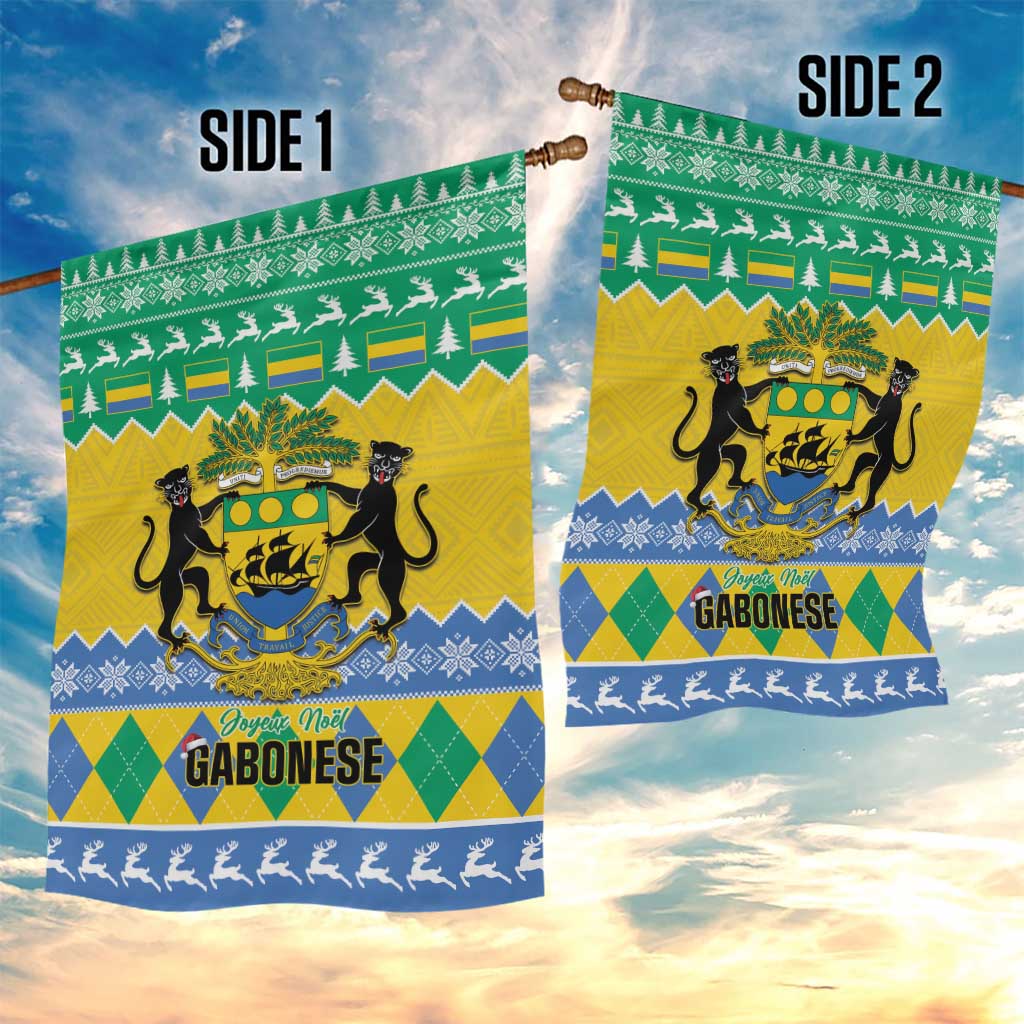 Afro Gabon Christmas Garden Flag Joyeux Noel Coat Of Arms - African Pattern LT14