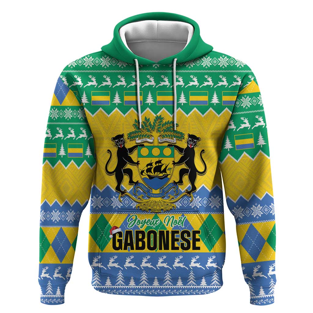 Gabon Christmas Hoodie Joyeux Noel Coat Of Arms LT14