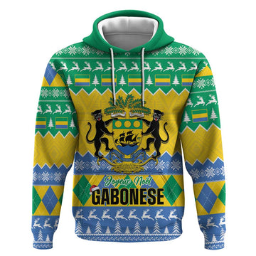 Gabon Christmas Hoodie Joyeux Noel Coat Of Arms LT14