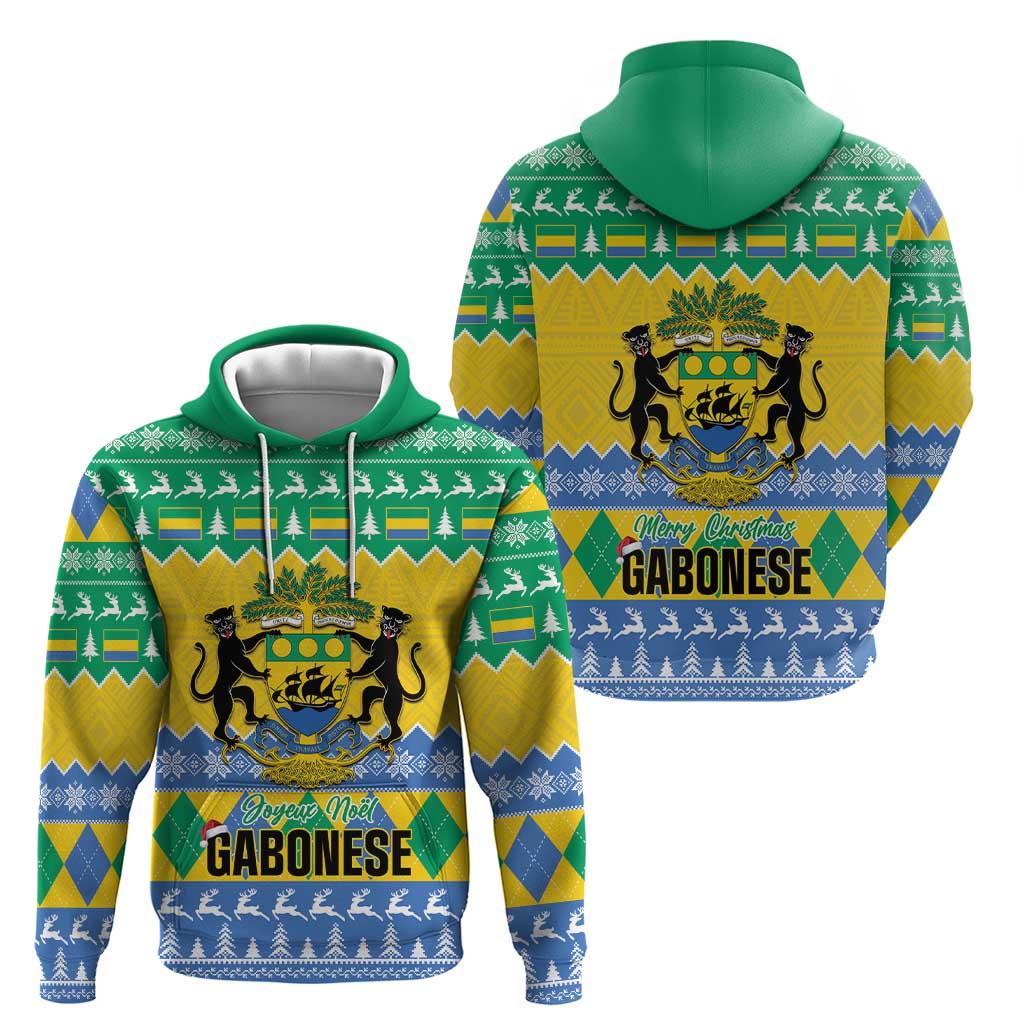 Gabon Christmas Hoodie Joyeux Noel Coat Of Arms LT14