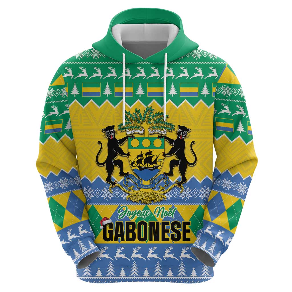 Gabon Christmas Hoodie Joyeux Noel Coat Of Arms LT14