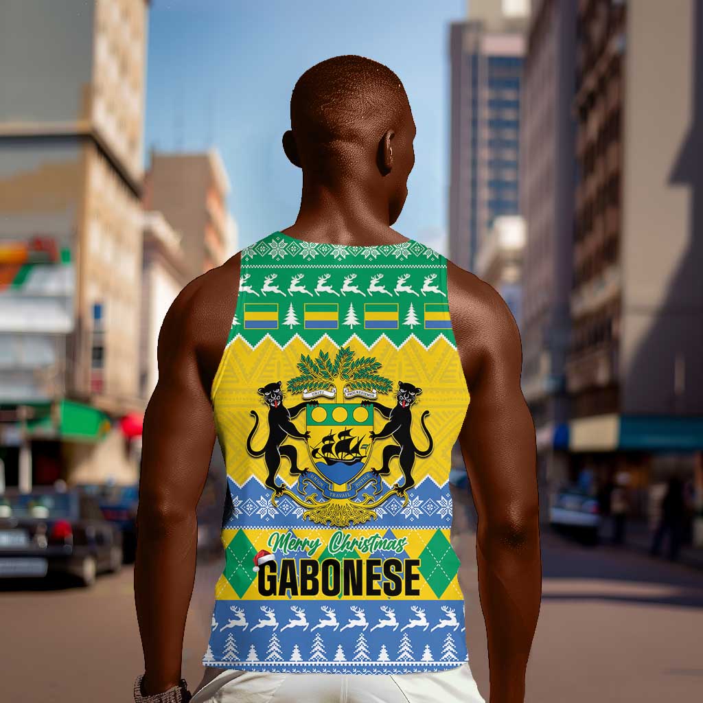 Afro Gabon Christmas Men Tank Top Joyeux Noel Coat Of Arms - African Pattern LT14