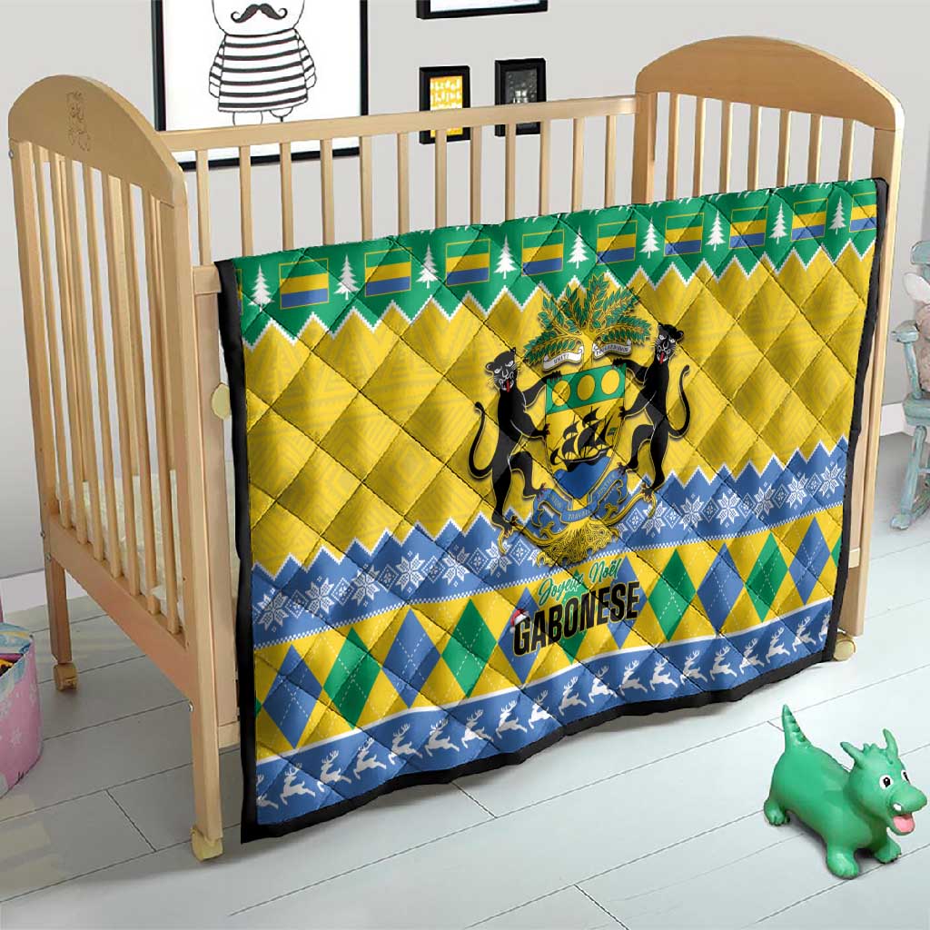 Afro Gabon Christmas Quilt Joyeux Noel Coat Of Arms - African Pattern LT14