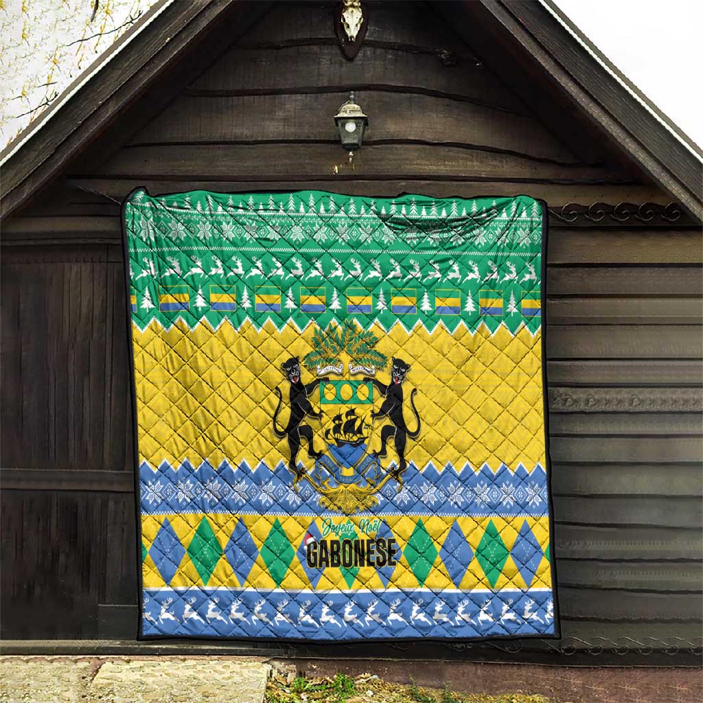 Afro Gabon Christmas Quilt Joyeux Noel Coat Of Arms - African Pattern LT14