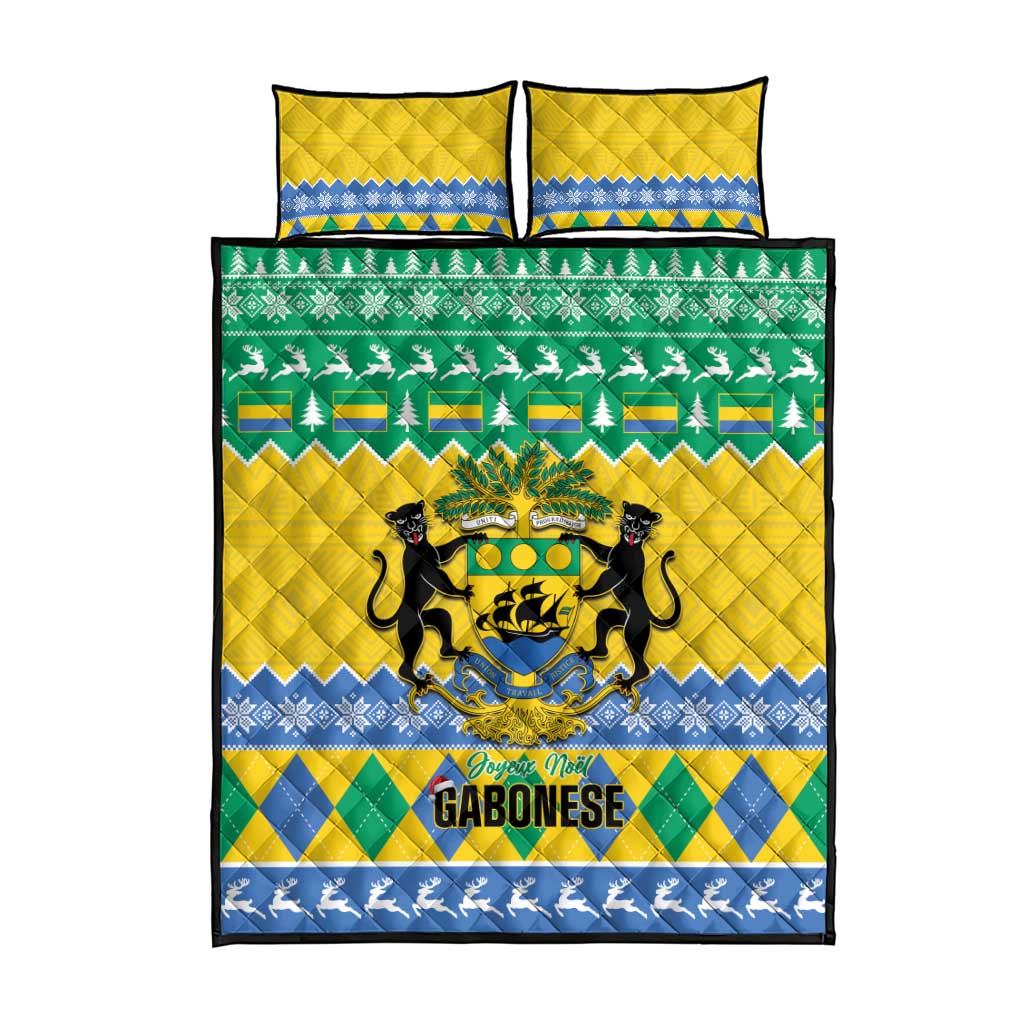 Afro Gabon Christmas Quilt Bed Set Joyeux Noel Coat Of Arms - African Pattern LT14