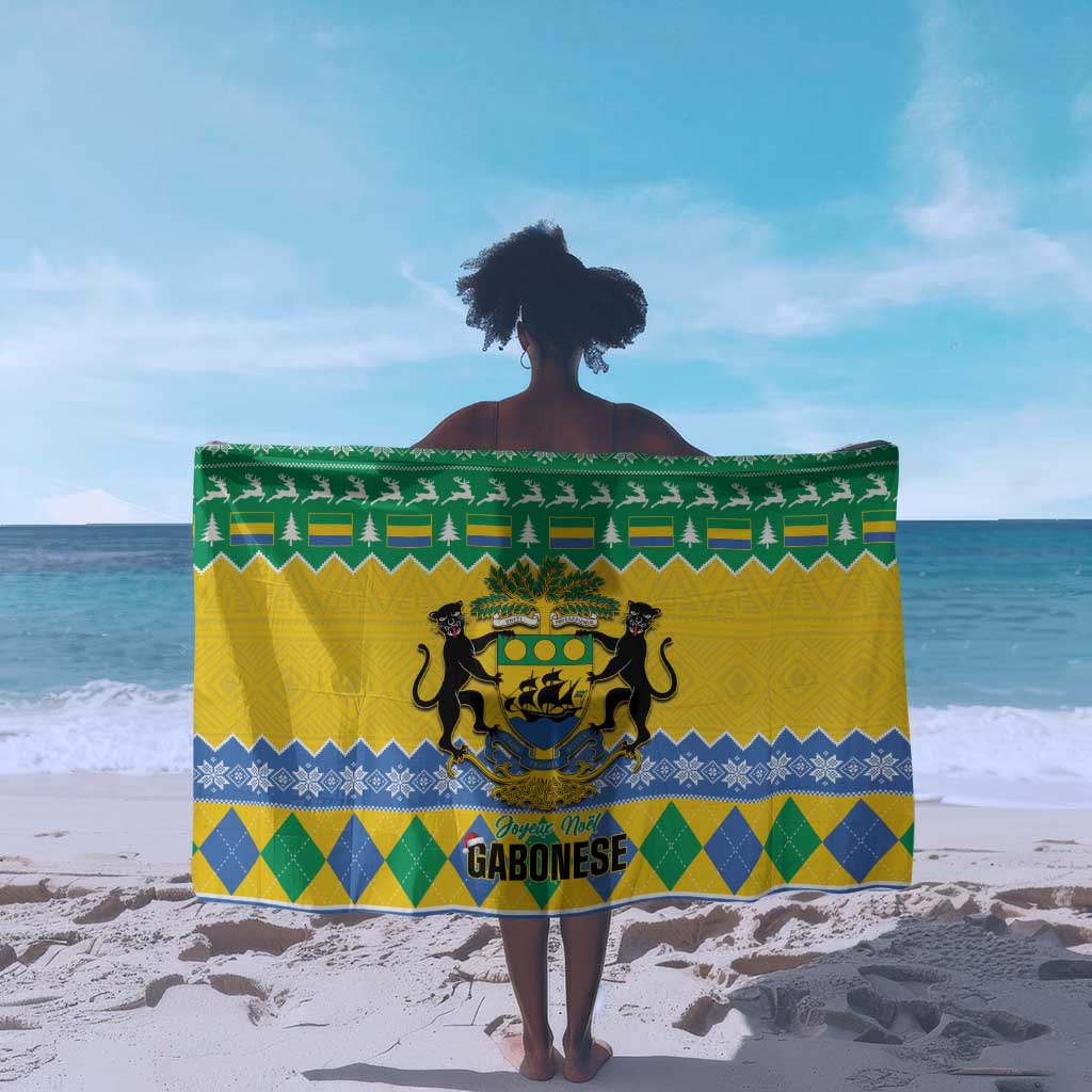 Afro Gabon Christmas Sarong Joyeux Noel Coat Of Arms - African Pattern LT14