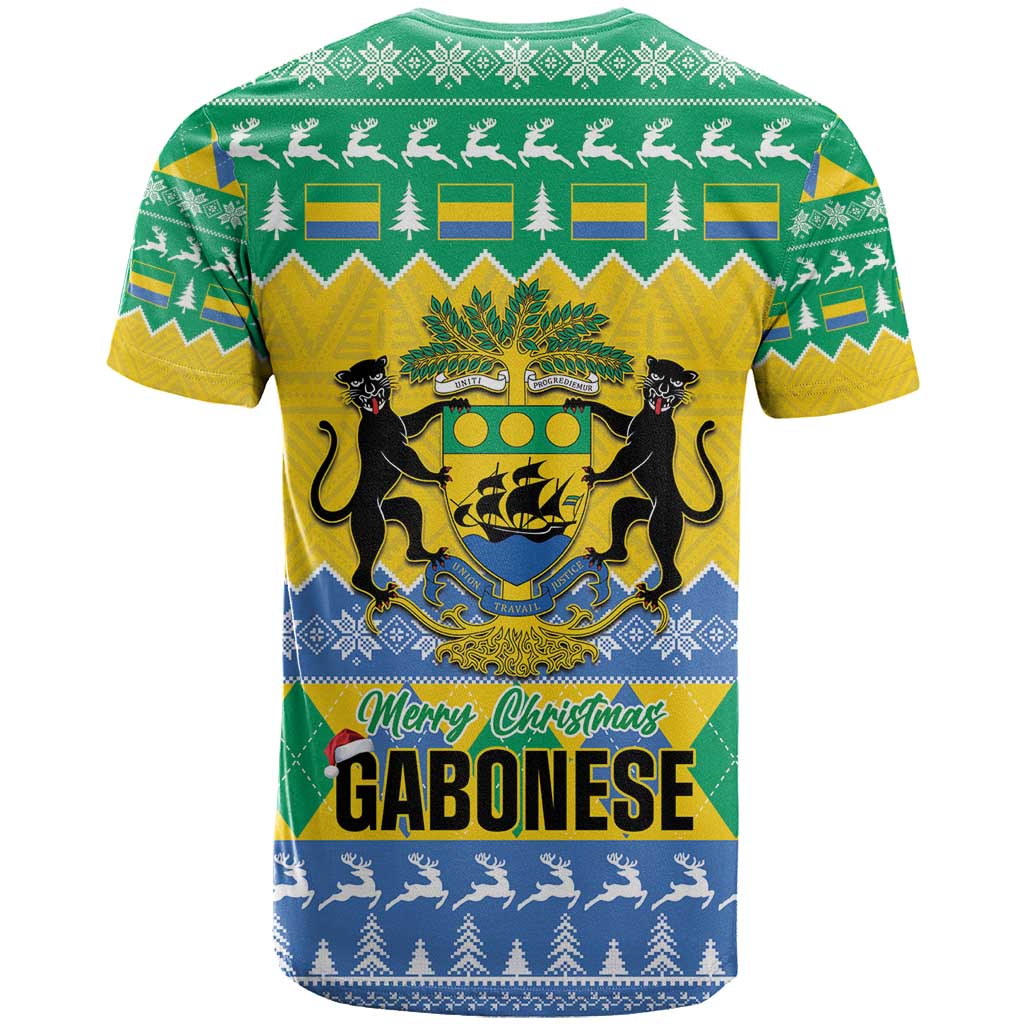 Afro Gabon Christmas T shirt Joyeux Noel Coat Of Arms - African Pattern LT14