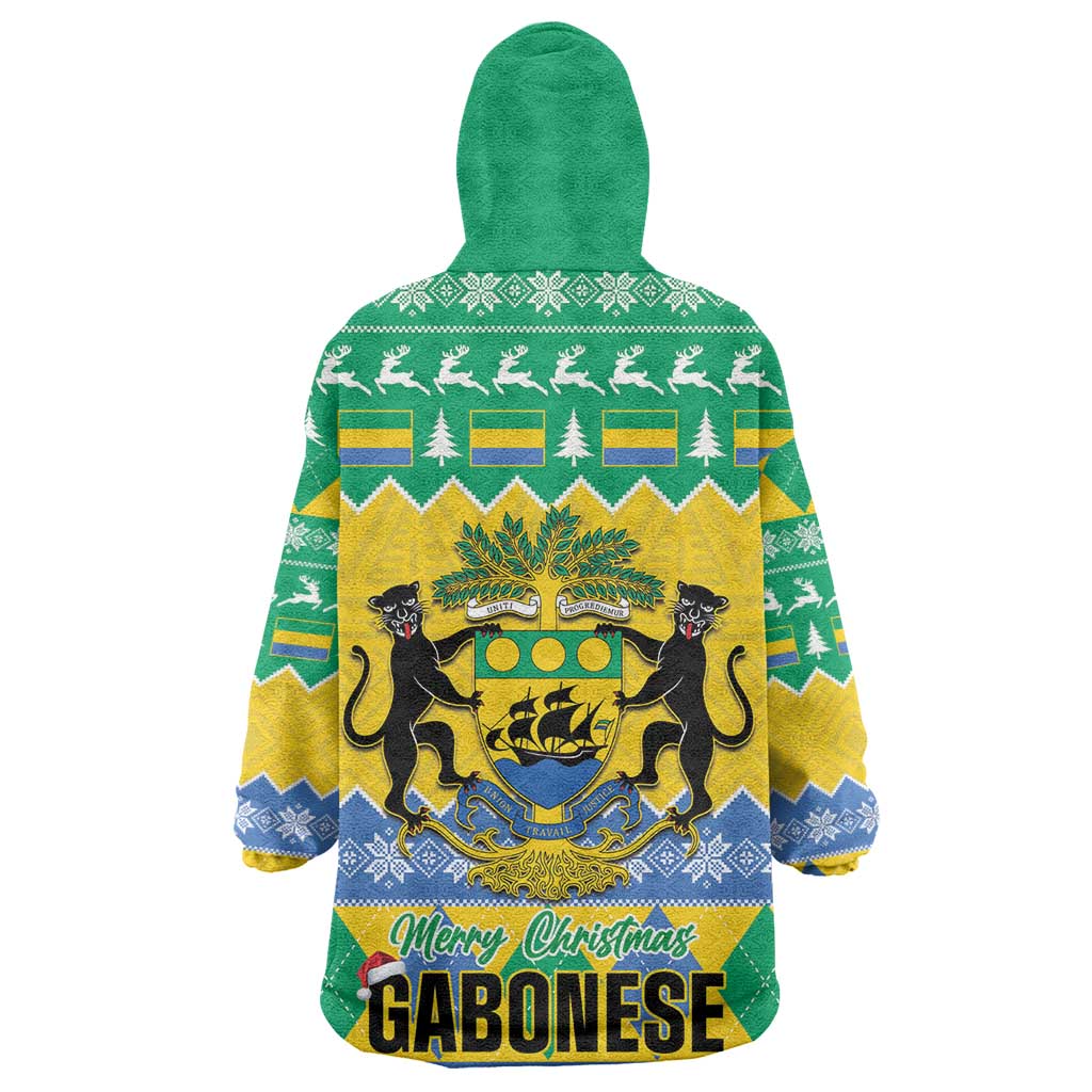 Afro Gabon Christmas Wearable Blanket Hoodie Joyeux Noel Coat Of Arms - African Pattern LT14