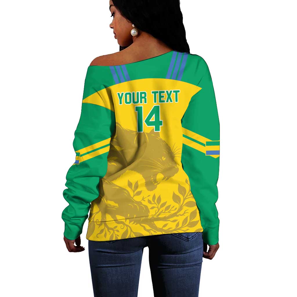 Personalized Gabon Football Off Shoulder Sweater Allez Les Pantheres LT14