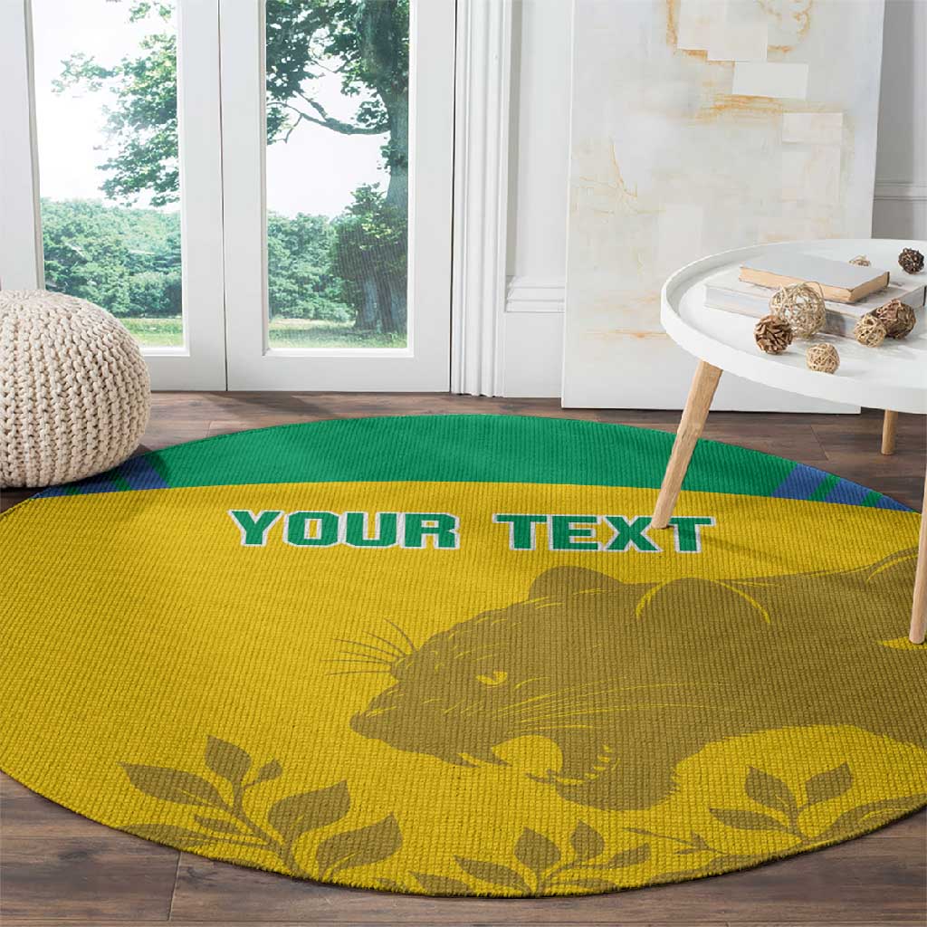 Personalized Gabon Football Round Carpet Allez Les Pantheres LT14