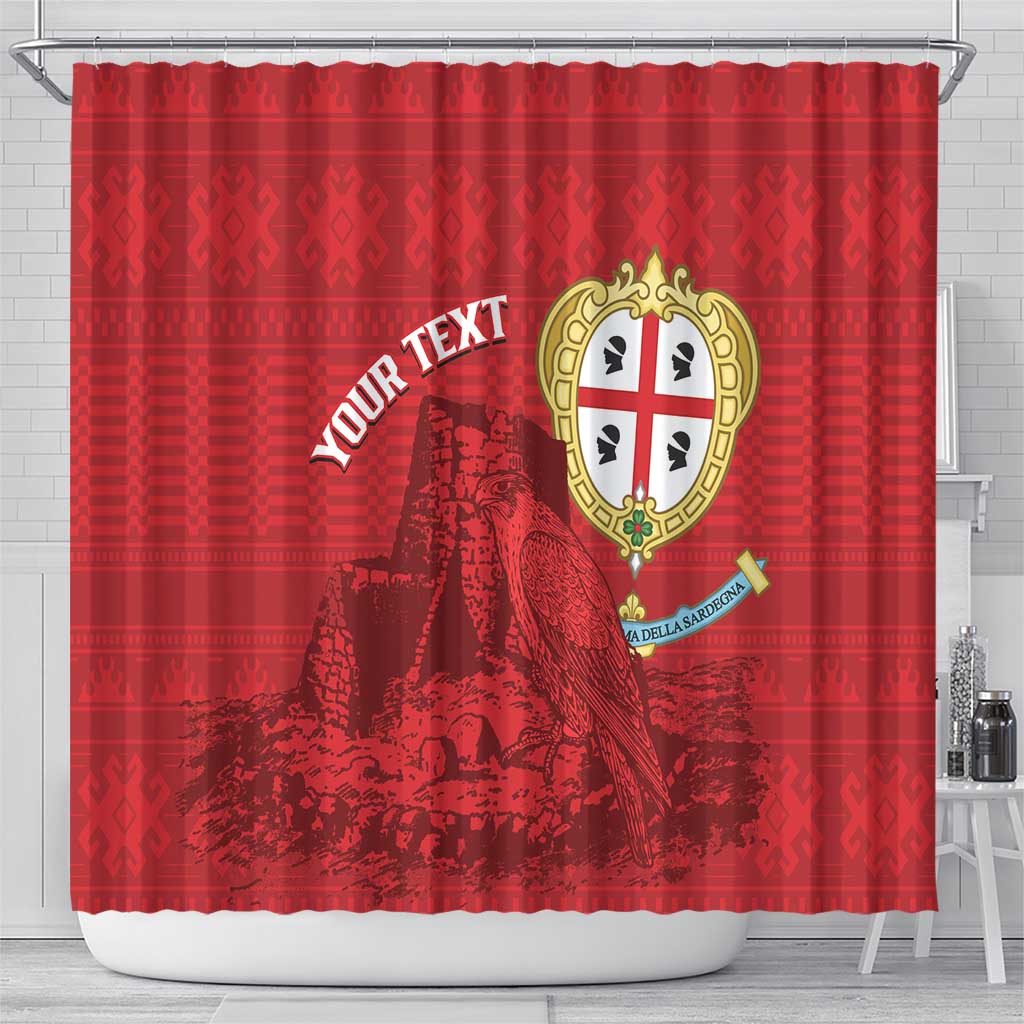 Personalised Sardinia Italy Shower Curtain Sardegna Nuraghe With Falcon LT14