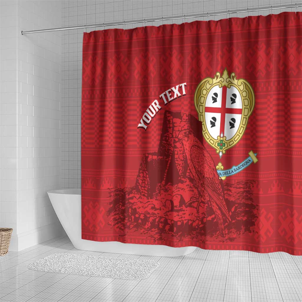 Personalised Sardinia Italy Shower Curtain Sardegna Nuraghe With Falcon LT14