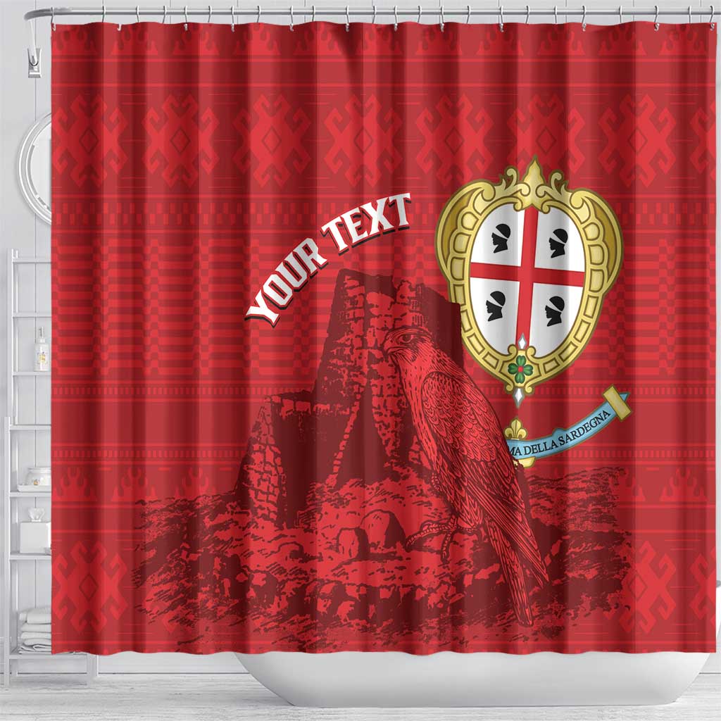 Personalised Sardinia Italy Shower Curtain Sardegna Nuraghe With Falcon LT14
