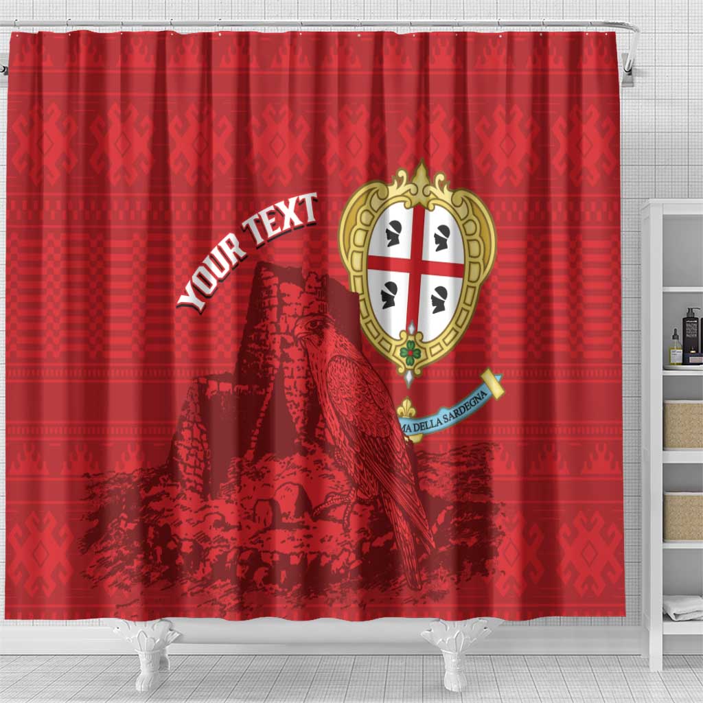 Personalised Sardinia Italy Shower Curtain Sardegna Nuraghe With Falcon LT14