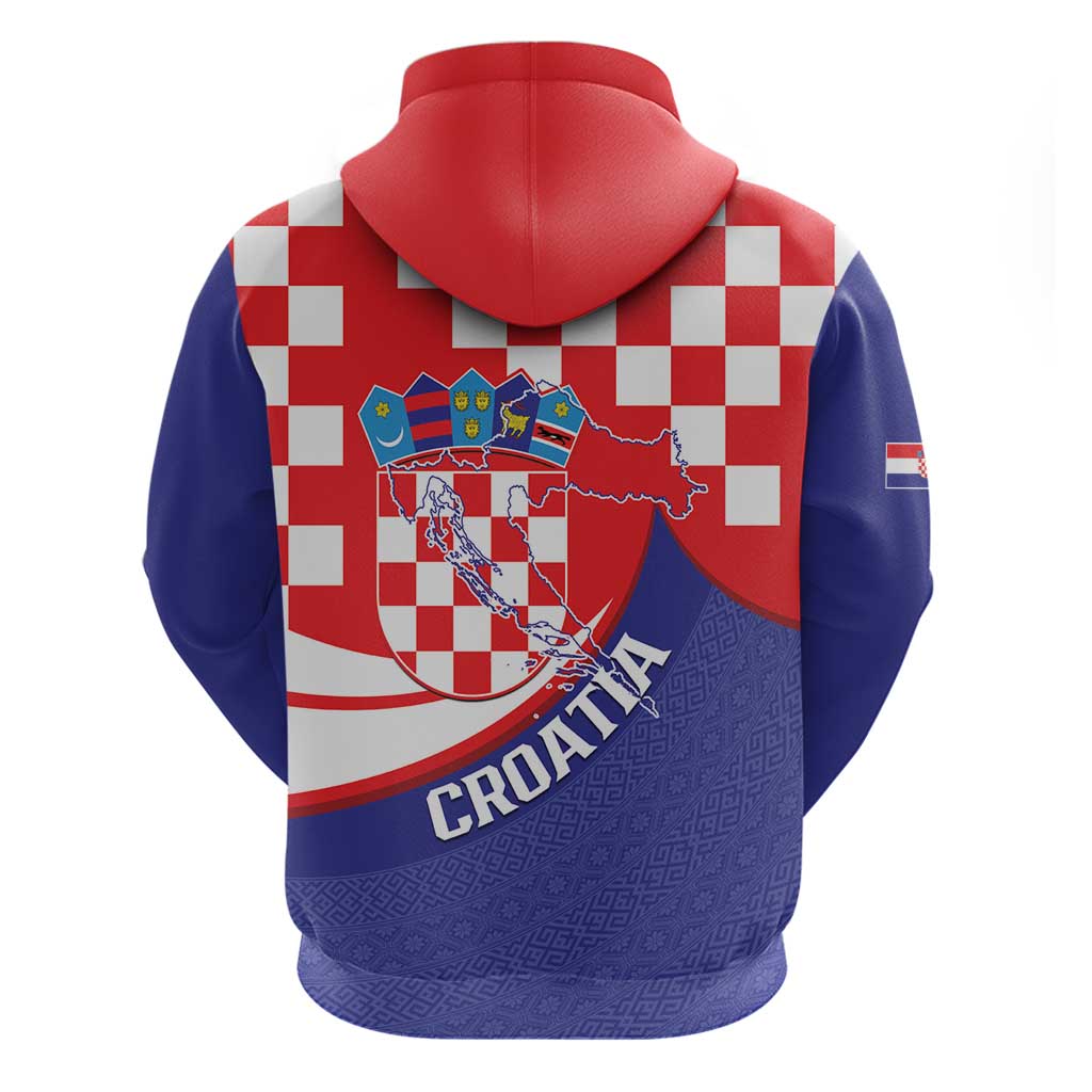 Croatia National Day Hoodie Hrvatska Checkerboard With Slavic Pattern LT14