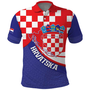 Croatia National Day Polo Shirt Hrvatska Checkerboard With Slavic Pattern LT14