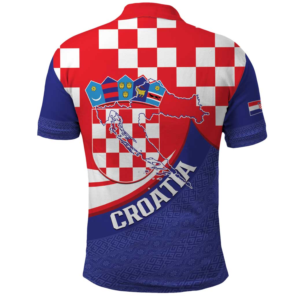 Croatia National Day Polo Shirt Hrvatska Checkerboard With Slavic Pattern LT14