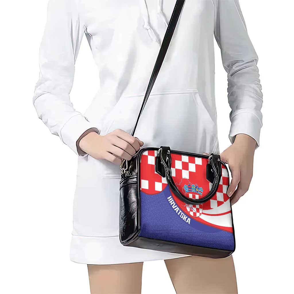 Croatia National Day Shoulder Handbag Hrvatska Checkerboard With Slavic Pattern LT14