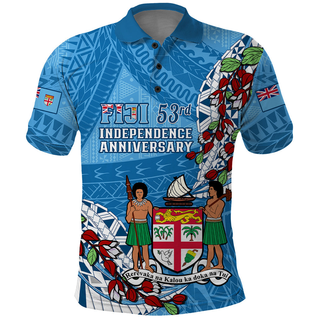 Personalised Fiji Day Polo Shirt Fijian Tagimaucia Flower Polynesian Mix Tapa Pattern LT14