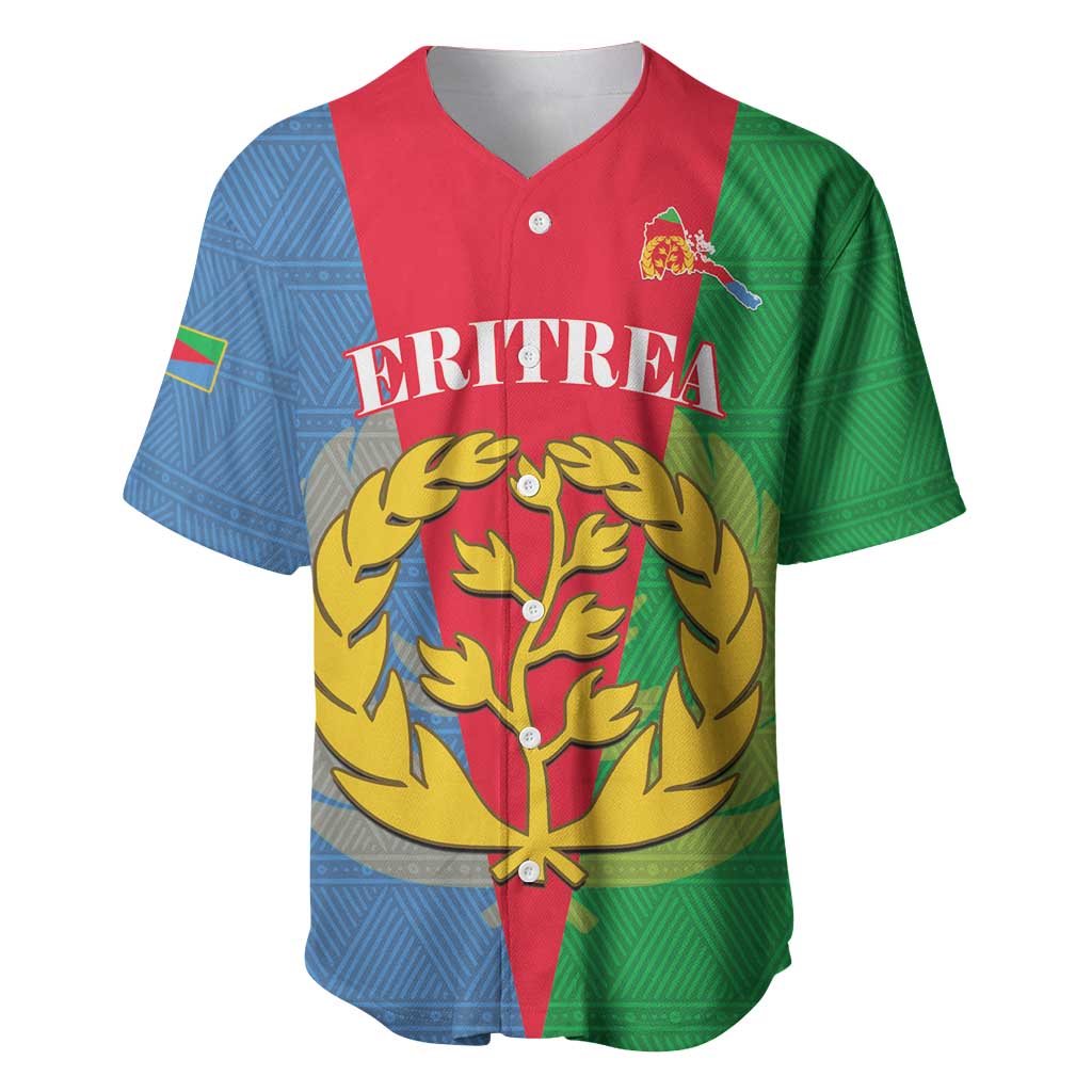 Personalised Eritrea Baseball Jersey Eritrean Map Mix African Pattern Simple Style LT14