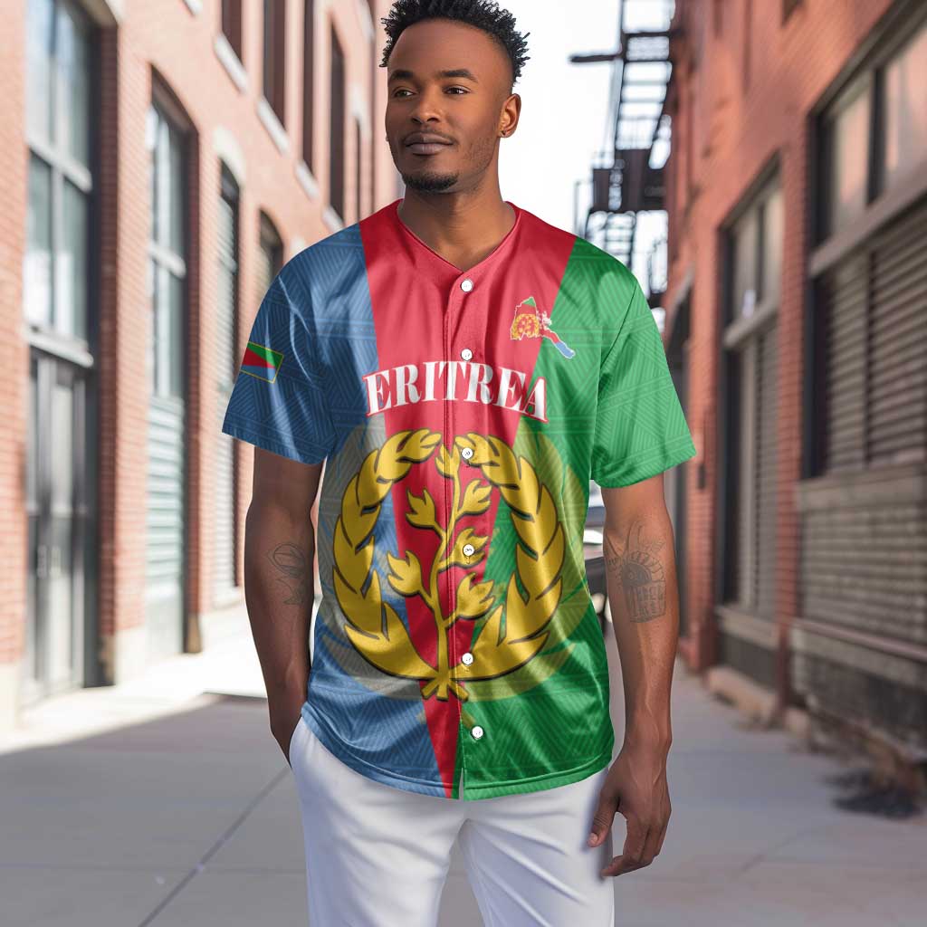 Personalised Eritrea Baseball Jersey Eritrean Map Mix African Pattern Simple Style LT14