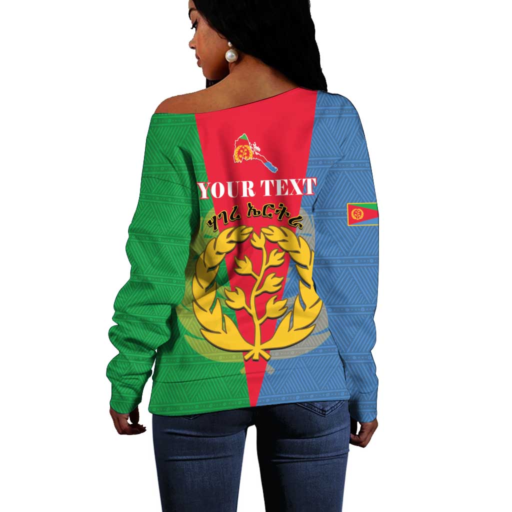 Personalised Eritrea Off Shoulder Sweater Eritrean Map Mix African Pattern Simple Style LT14