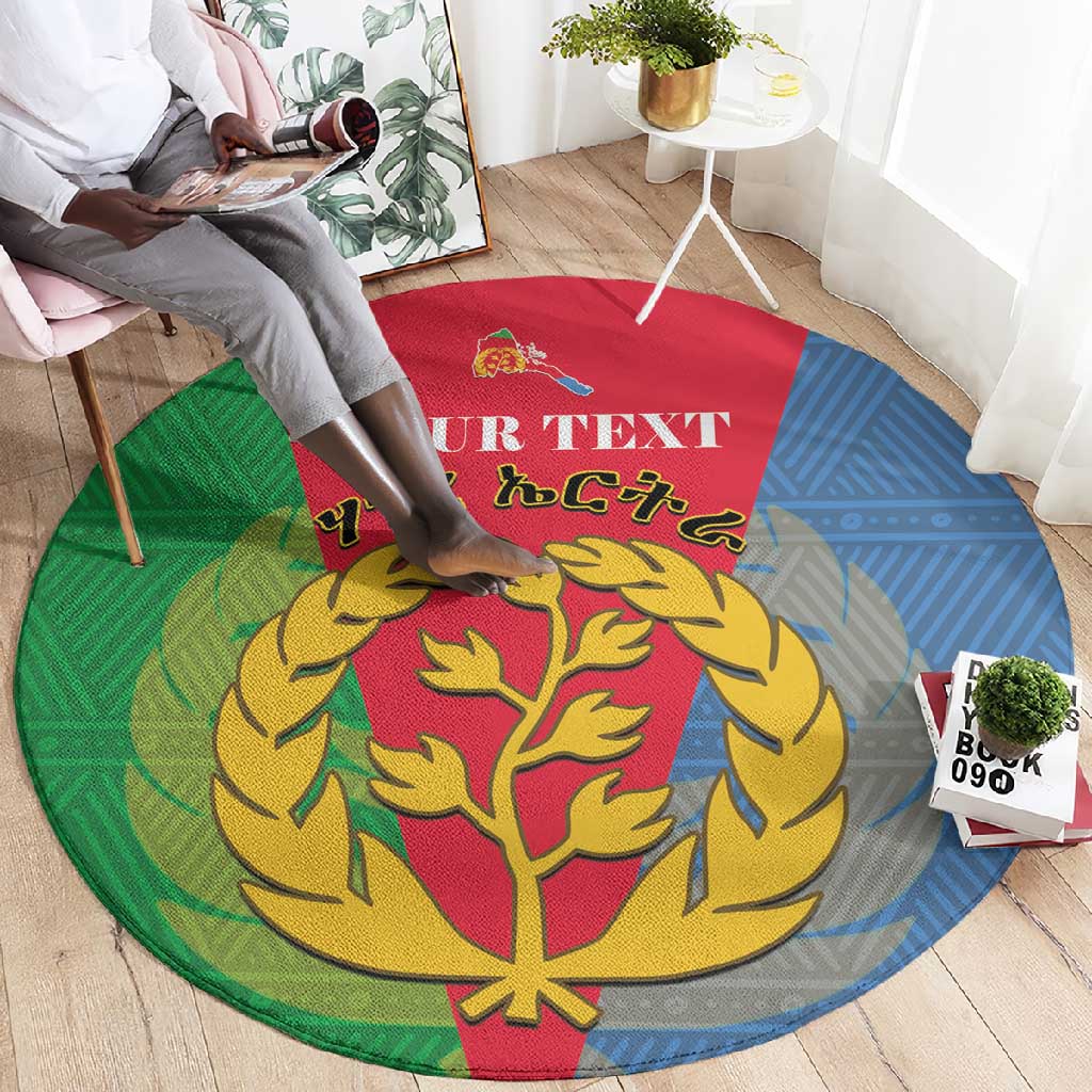 Personalised Eritrea Round Carpet Eritrean Map Mix African Pattern Simple Style LT14
